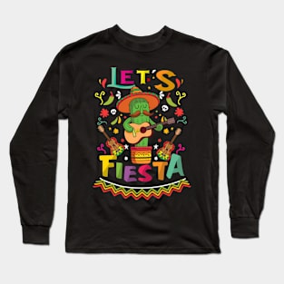 Cinco De Mayo Mexican Guitar Cactus for Men Women Boys Girls Long Sleeve T-Shirt